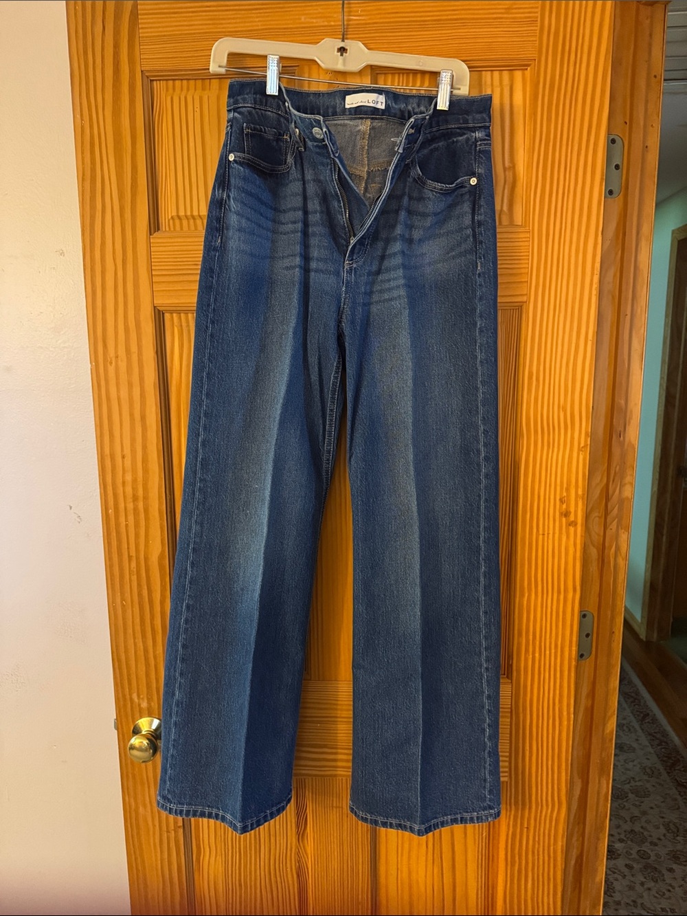 LOFT Wide-Leg Jeans in Medium Blue Denim
